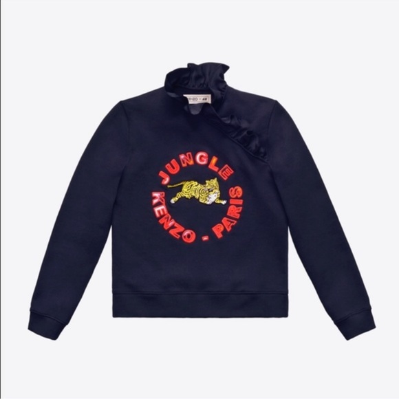 Kenzo Tops - KENZO x H&M silk ruffle collar sweatshirt size small